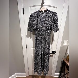 Max Studio Navy and White tiered maxi Dress